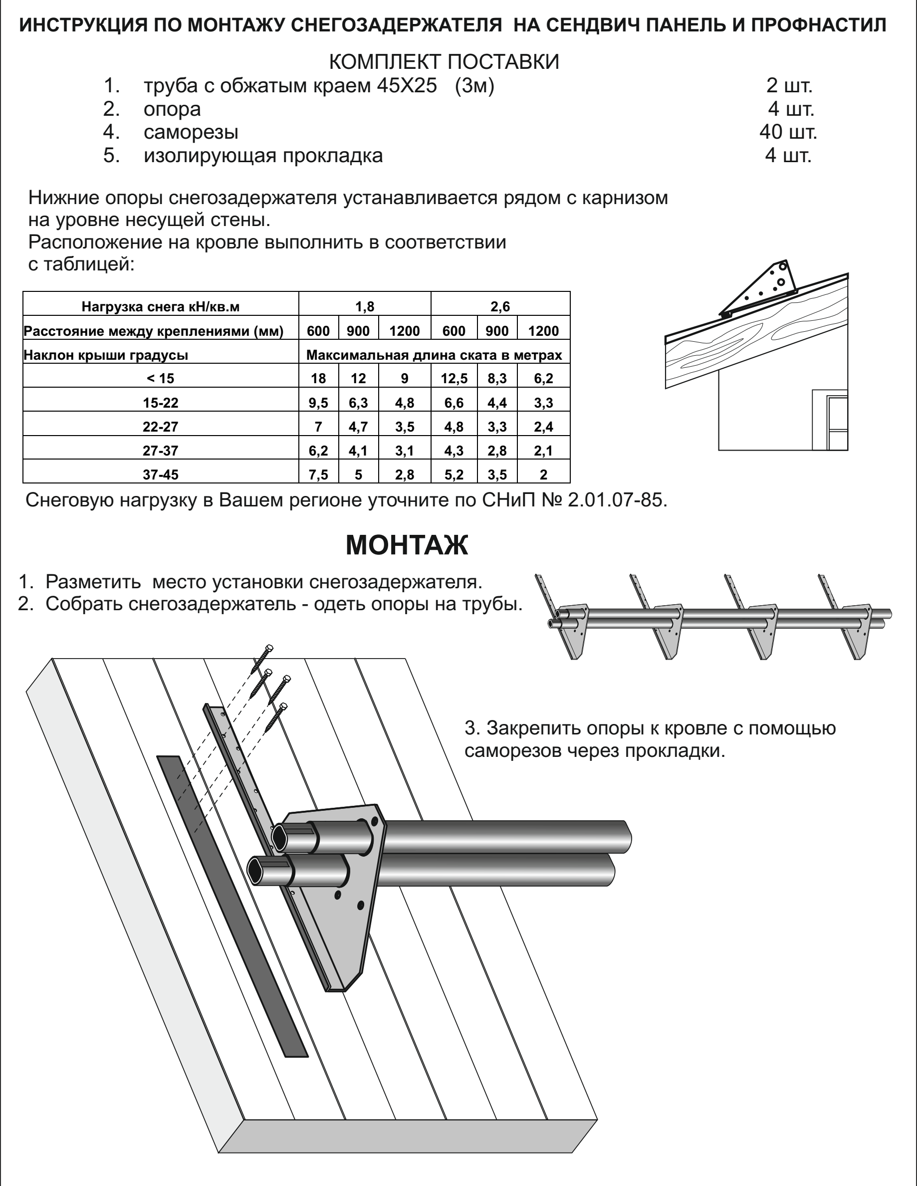 С каким углом кровли нужно ставить снегозадержатели?