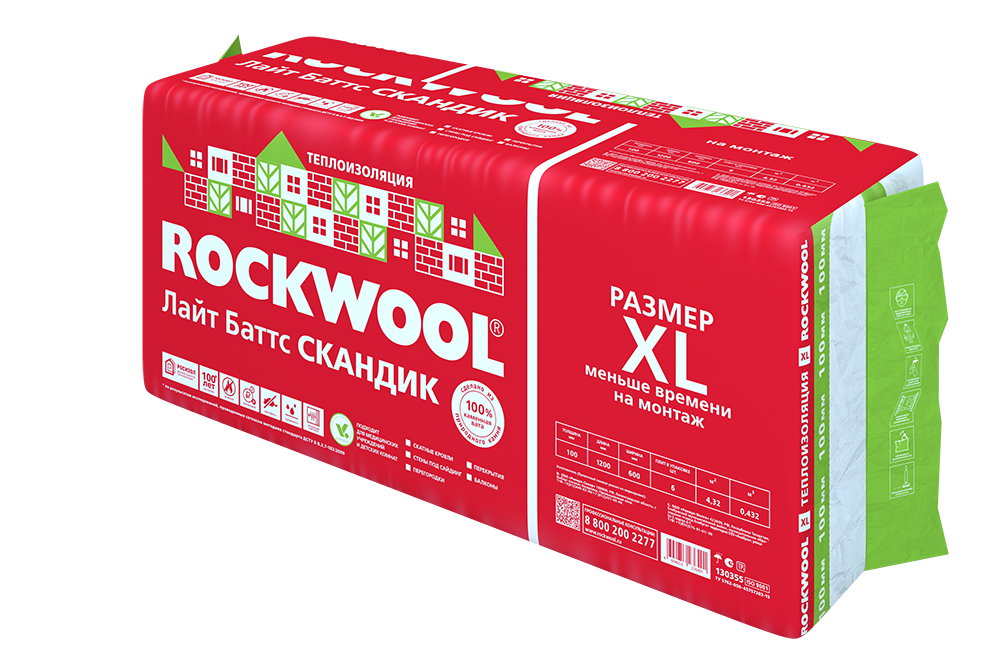 Rockwool лайт баттс скандик 50мм плотность
