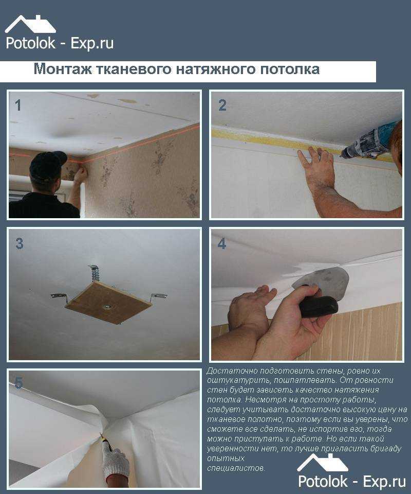 Монтаж тканевых натяжных потолков своими руками